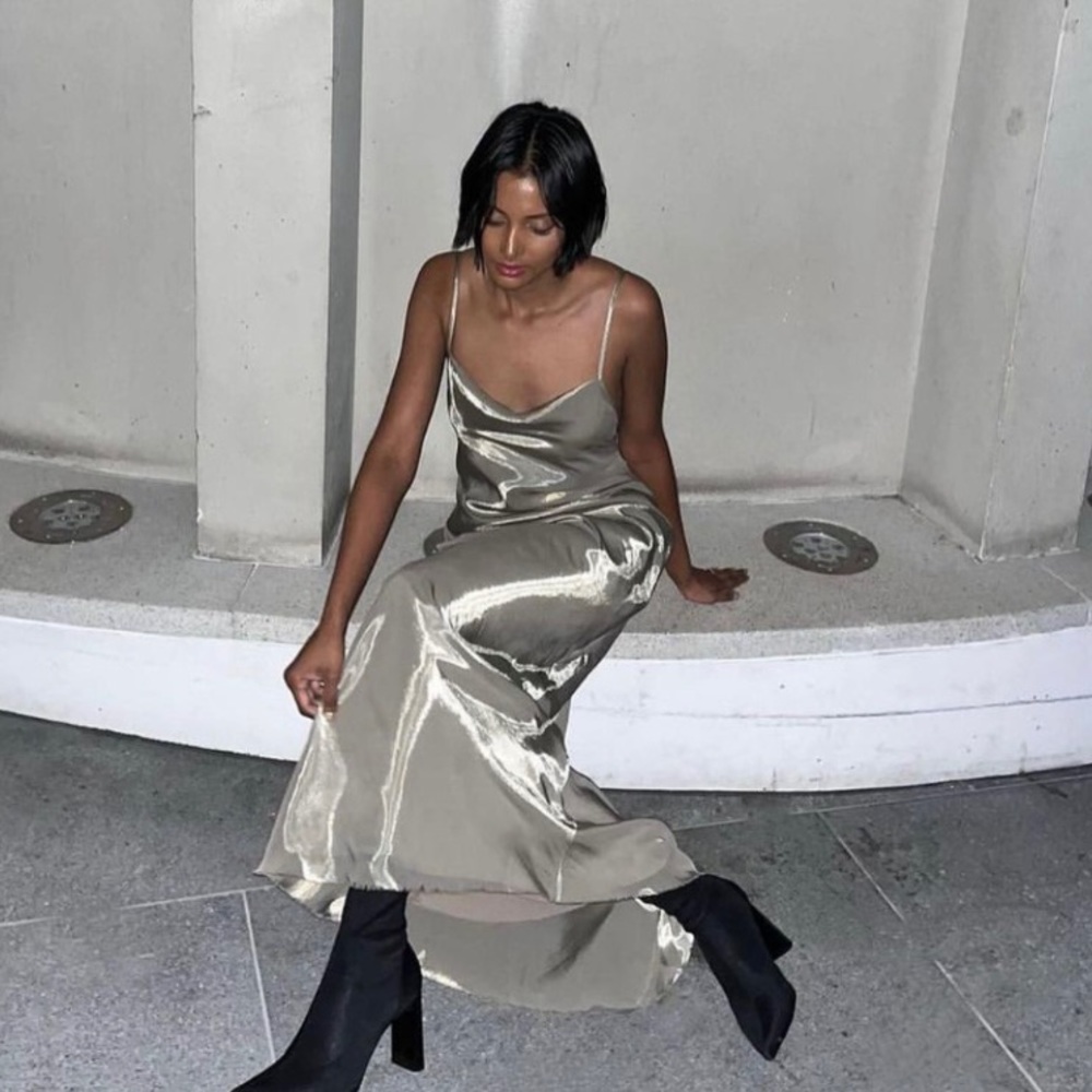 Bec + Bridge Fleur Maxi Dress (Size US6/AUS10) Iridescent Silver